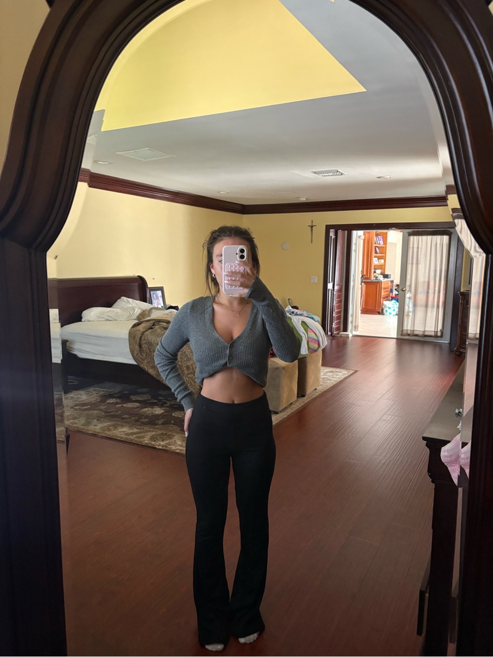 Satins Thin Black Flare Pants